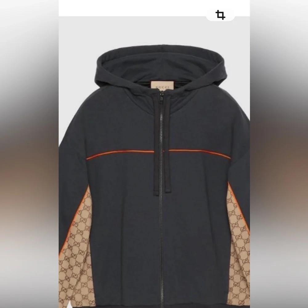 Men's Gucci, cotton jersey zip jacket/hoodie signature GG Supreme XL. NWT